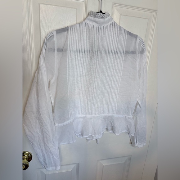 J.Crew Lace-Trim Cinched-Waist Cotton Voile Top – White – Size XS | Romantic - Picture 11 of 14